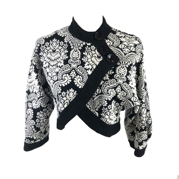 Joseph Ribkoff Sweaters - Joseph Ribkoff black white damask sweater button 6